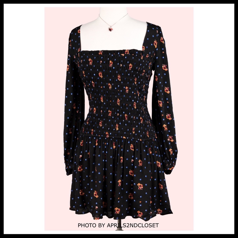 FREE PEOPLE BOHO FLOWY LONG SLEEVES MINI DRESS A2C - Picture 12 of 16